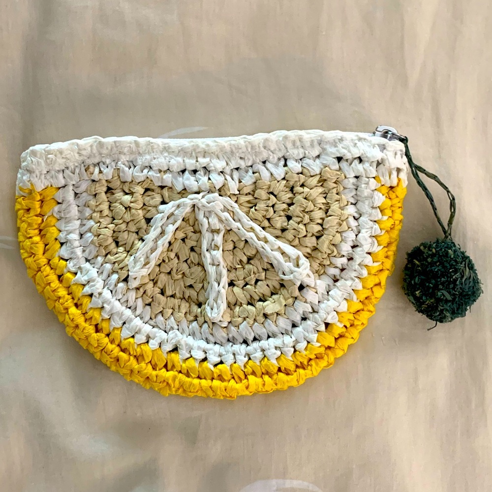 ZARA Girls Straw Zipper Pouch